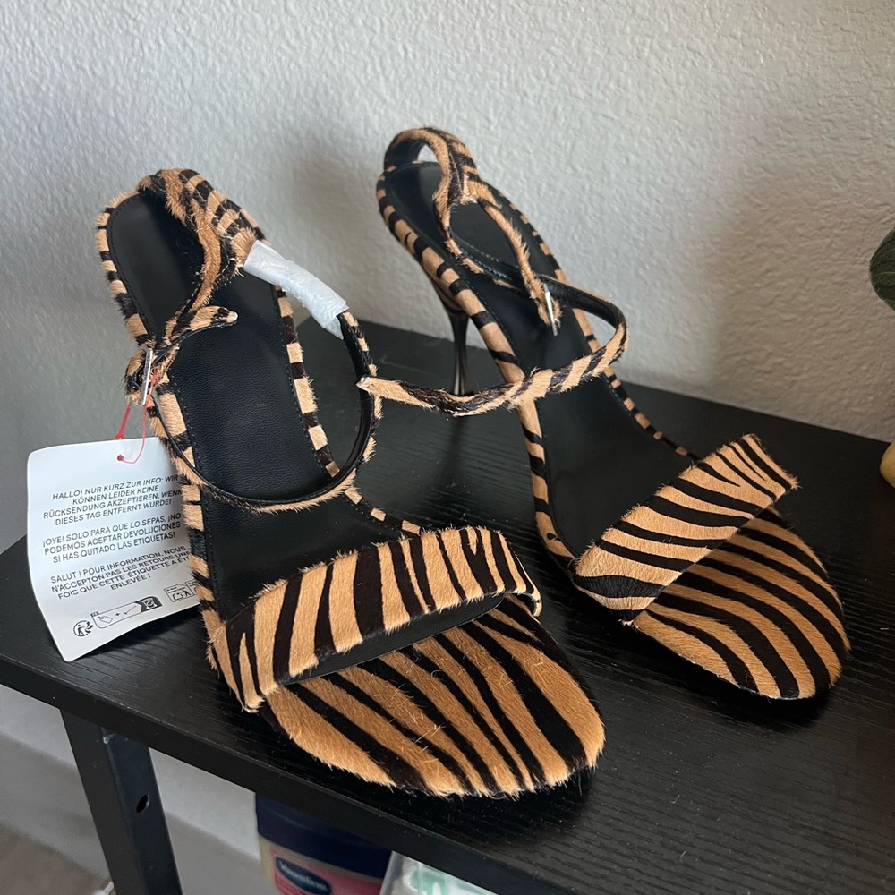 ASOS Black and Tan Animal Print Heels